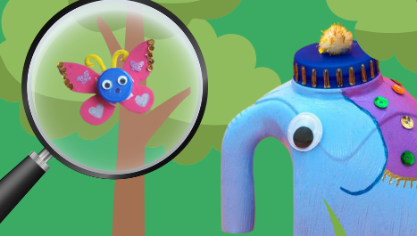 Recycled Animals hiding in bushes